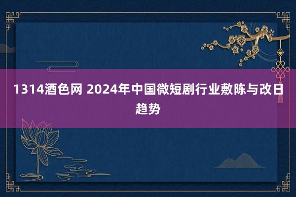 1314酒色网 2024年中国微短剧行业敷陈与改日趋势