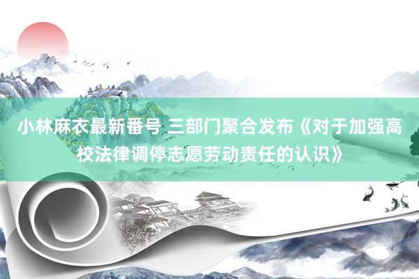 小林麻衣最新番号 三部门聚合发布《对于加强高校法律调停志愿劳动责任的认识》