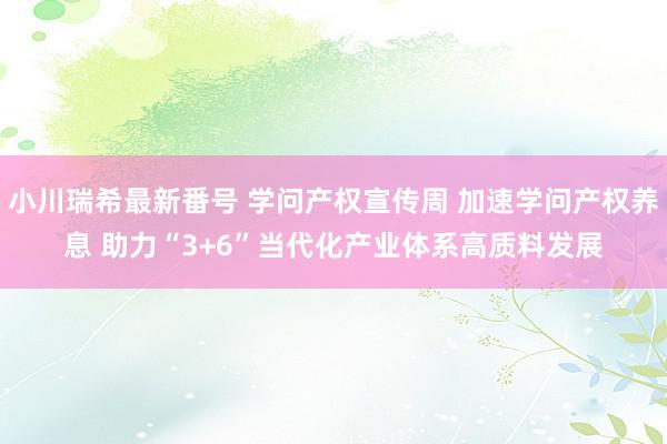 小川瑞希最新番号 学问产权宣传周 加速学问产权养息 助力“3+6”当代化产业体系高质料发展