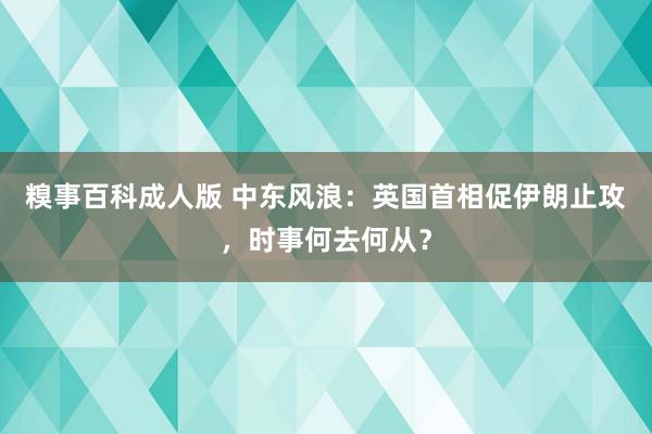 糗事百科成人版 中东风浪：英国首相促伊朗止攻，时事何去何从？