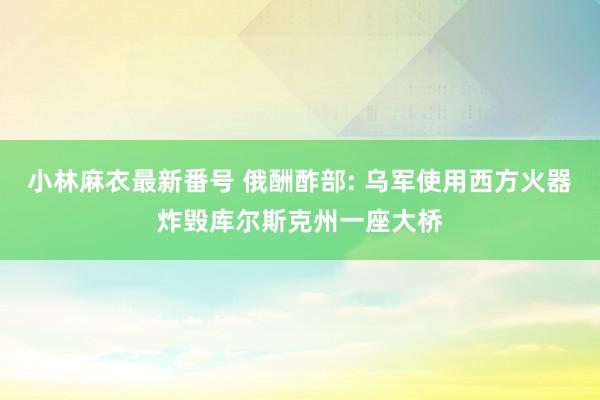 小林麻衣最新番号 俄酬酢部: 乌军使用西方火器炸毁库尔斯克州一座大桥