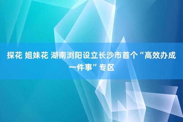 探花 姐妹花 湖南浏阳设立长沙市首个“高效办成一件事”专区