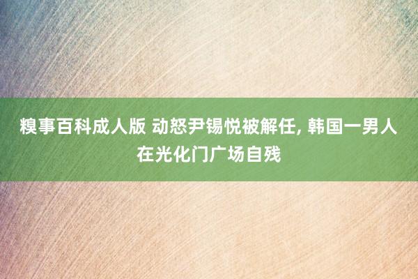 糗事百科成人版 动怒尹锡悦被解任, 韩国一男人在光化门广场自残